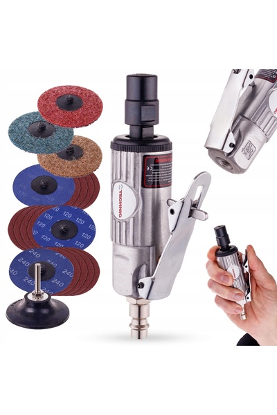 TC Technic Polizor pneumatic SCURT cu tijă 18x Disc abraziv Discuri ROLOC