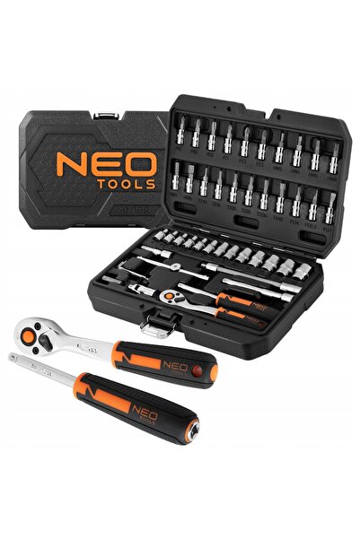 NEO Tools NEO Chei tubulare 1/4” CrV 46 elemente Set de biți Torx cu capete d...