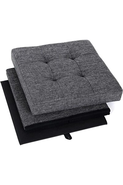 SONGMICS Pufa pikowana gri 38 cm scaun LOFT taburet cu spațiu de depozitare