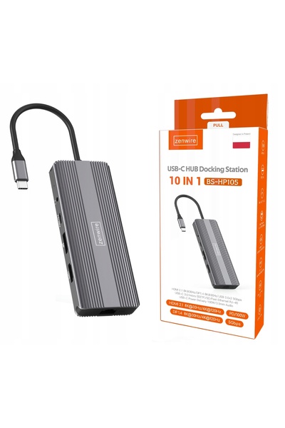 NO BRAND Adaptor HUB USB-C 10 în 1 DisplayPort 1.4 HDMI 2.1 8K 4K 120Hz Displ...