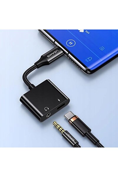 Usams ADAPTOR AU15 US-SJ598 USB-C / JACK 3.5M DAC, USB-C PD 60W NEGRU