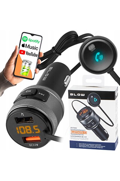 Blow Transmițător Bluetooth auto, încărcător, set hands-free, USB QC3.0
