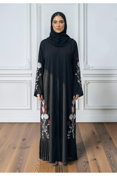 Nukhbaa Elegant Floral Embroidery Abaya | Nida Fabric-869