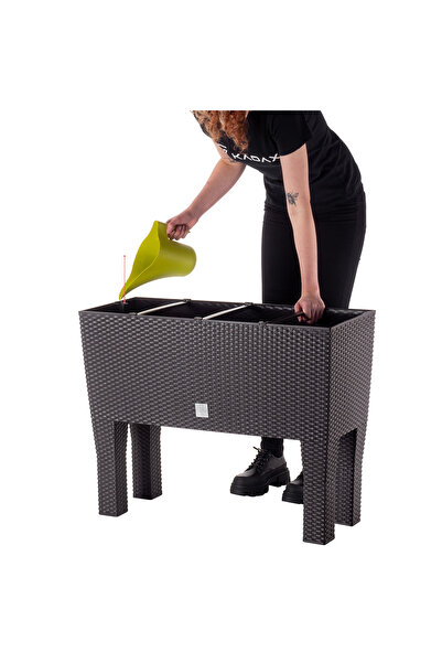 KADAX Jardinieră de grădină cu compartiment interior, cu picioare, bronzată, ...