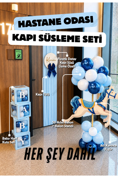 cansınevent Her Şey Dahil Hastane Odası Kapı Süsleme Seti - Balon Standı, Atl...