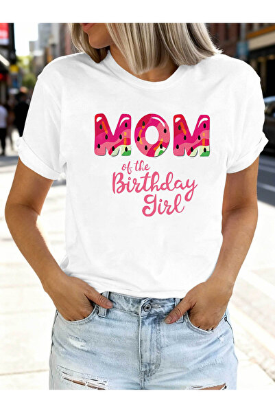 01THEONE تي شيرت نسائي برقبة دائرية مطبوع عليه رسومات عيد الأم MOM of The Bir...