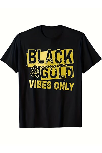 01THEONE تي شيرت رجالي أسود بطبعة جريئة 'BLACK VIBES ONLY' بأكمام قصيرة وياقة...