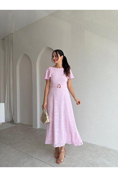 Mooi Butik فستان كلاريا ميدي 3625 - وردي