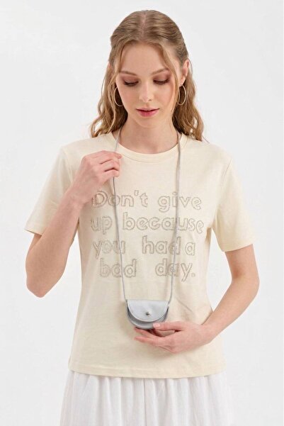 tw3 Tricou de damă, 2 piese, cu design detaliat și mini geantă detașabilă