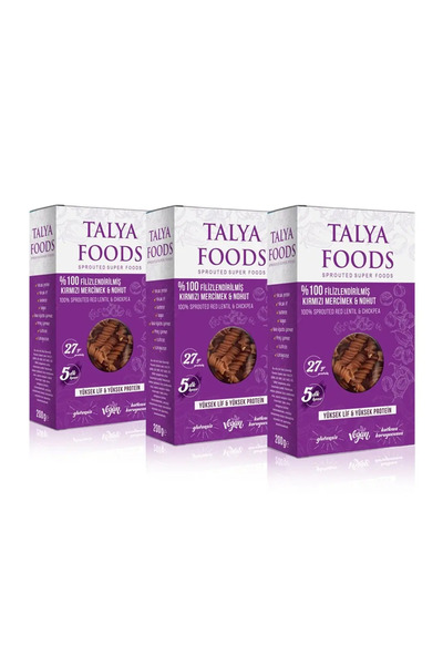 tms talya foods Talya Foods Kırmızı Mercimek & Nohut Makarna Set 3x200g