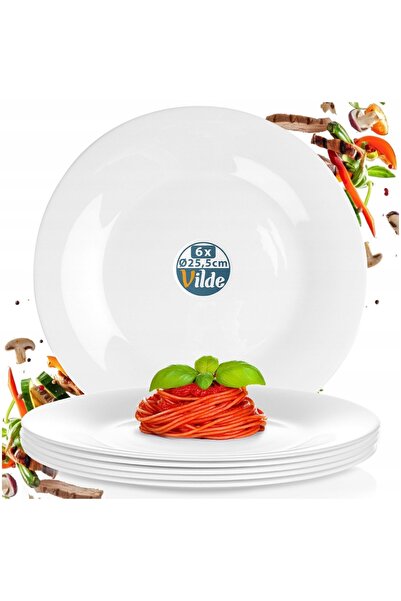 Vilde 6x Farfurii mari, plate, albe pentru cină, set de farfurii