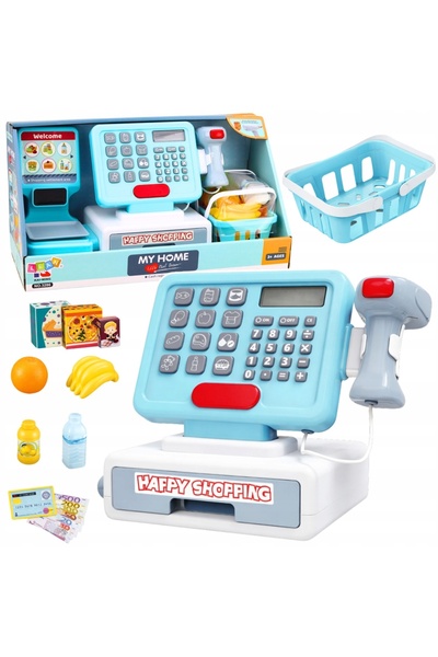 LeanToys Casă de vânzări interactivă Scanner Coș Produse alimentare Lumini Su...
