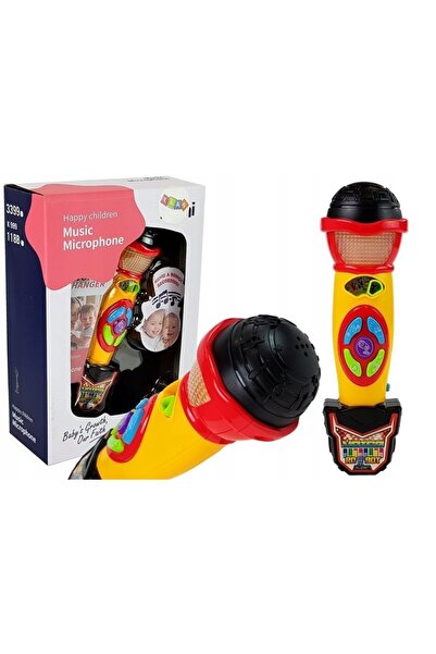 LeanToys Microfon Galben-Negru pentru Karaoke, care înregistrează cântece