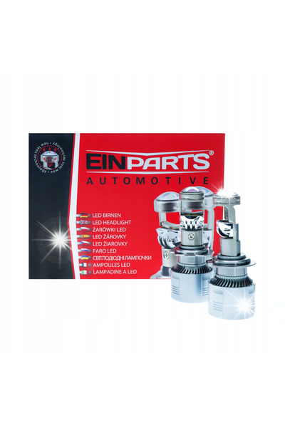EinParts Automotive Becuri LED H7 cu lentilă HD, proiector puternic, 6000K, C...