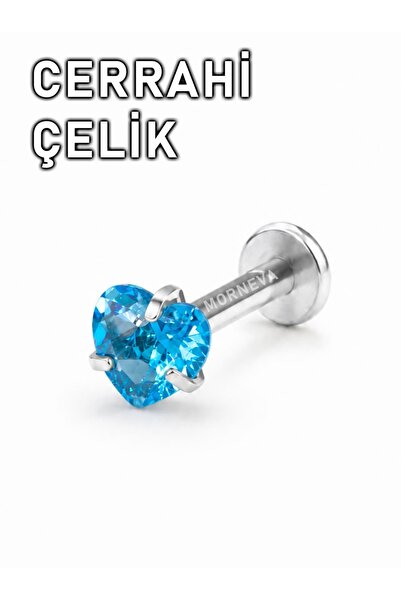 MORNEVA Mavi Cerrahi Çelik Kristal Taş Conch Lobe Helix Kıkırdak Tragus Pierc...