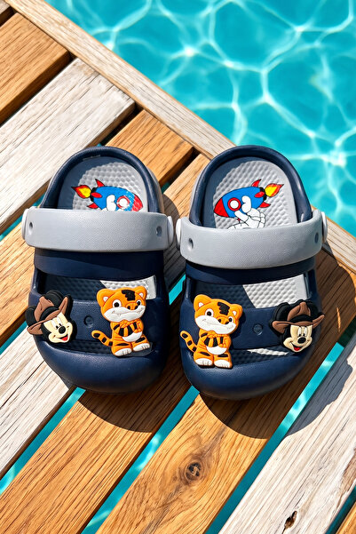 REMSA Children's Top Sticker Detail Sandals Slippers E477-B001 Navy Blue