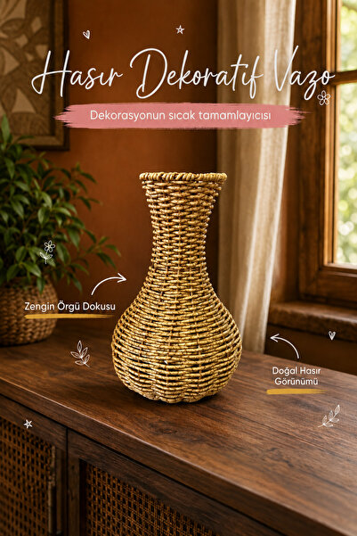Vienev Wicker Weave Decorative Vase Gift Bohemian Flower Vase