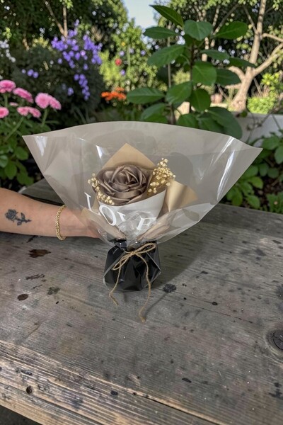 AXWELL Single Rose Made from Ribbon (Valentine's Day, Mother's Day, Gift, Bir...