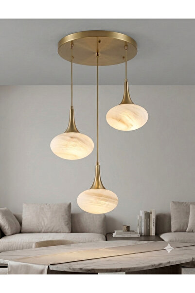 Vera Lighting Mermer 3'lü Eskitme Yuvarlak Avize