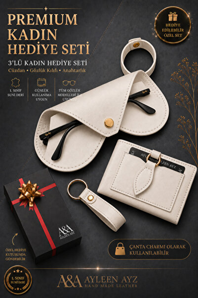 Ayleen Ayz Women's Wallet Set |   Gift Boxed Set of 3 - Leather Wallet, Glass...