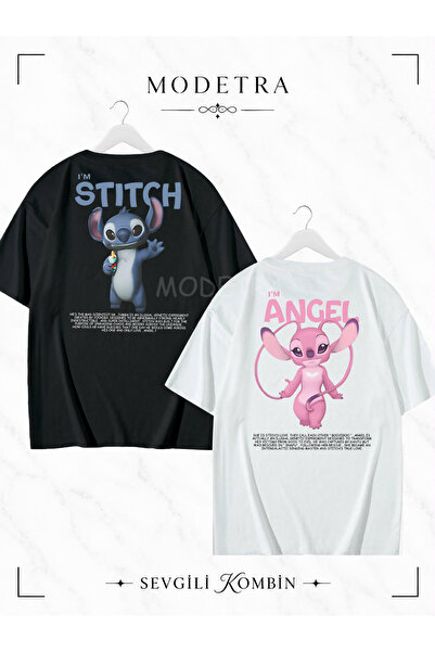 Modetra Women Men Angel Stitch Lilo Stitch Design Printed Back Printed Lover ...