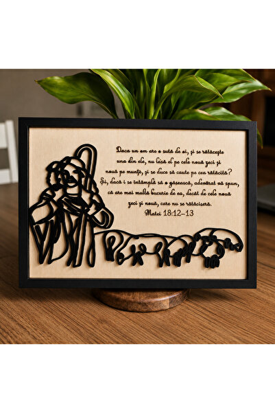 CREATIVITATEPLUS Tablou din lemn Blandul Pastor, cu suport din lemn, 33x23cm