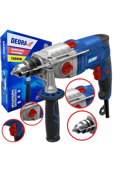 dedra Mașină de găurit cu percuție 1100W cu două viteze 13mm DED7961