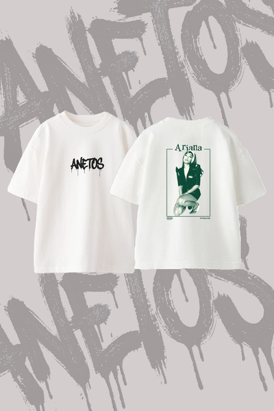 Anetos Ariana Grande_119 Design Back Printed Cotton White Oversize T-Shirt