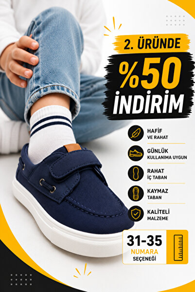 Ayakkabı Deryası Erkek Çocuk Cırtlı Günlük Sneaker Ayakkabı Beyaz Kalın Taban...