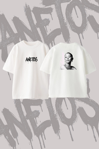 Anetos Ariana Grande_136 Design Back Printed Cotton White Oversize T-Shirt