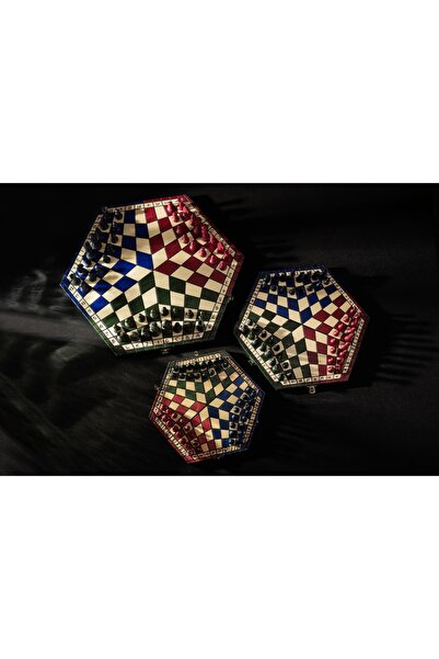 Sunrise Chess & Games Set de șah pentru trei jucători – TRICOLOR MEDIU