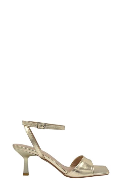 Moulin Shoes حذاء نسائي ذهبي معدني بكعب وحزام واحد