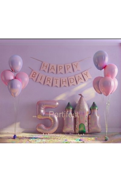 Partifest Prenses Şato Konsept Doğum Günü Seti - Pastel Renkli Balon ve Şato ...