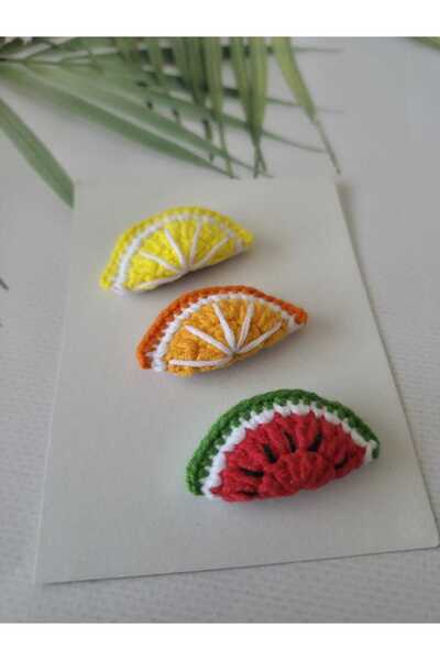 Hand Mother's Since 2024 Fruity Set Hairless Baby Hair Clips 3-Piece Mixed Se...