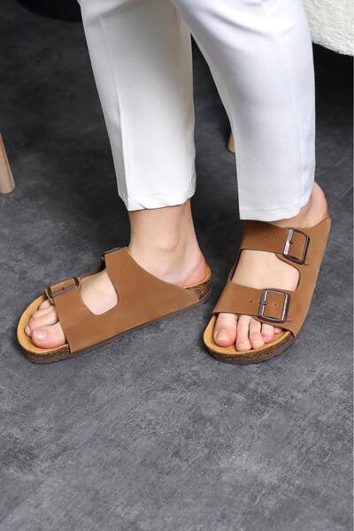ORTOHEAT Anatomical Cork Sole Suede Leather Slippers-Brown