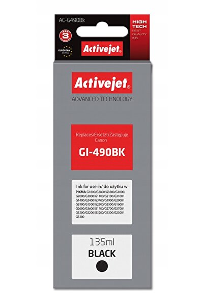 NO BRAND Cerneală ACTIVEJET pentru Canon GI-490BK Negru 135 ml