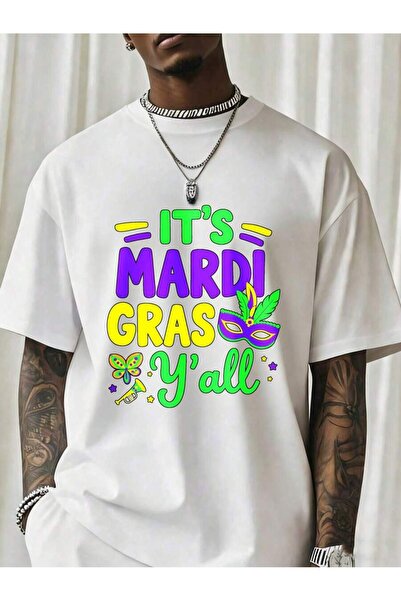 NOURAM Its Gras Yall Festival Shirt Party Costume Mask Butterfly Design Men W...