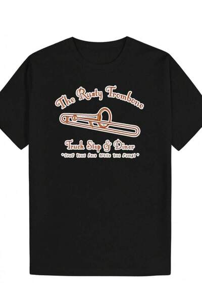 799 Men Casual Crew Neck T-Shirt Rusty Trombone Truck Stop Diner Graphic Ligh...