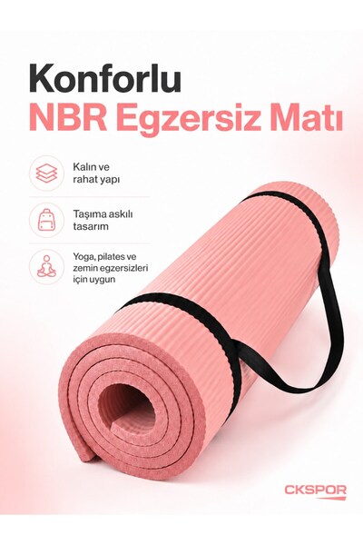 CKSPOR LUXURY 15 mm NBR Pilates Matı Taşıma Askılı Kalın Yoga ve Egzersiz Min...