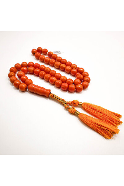 Generic Maski Afghani Rosary 51 Beads 13x11.5mm Vibrant Orange Prayer Beads T...