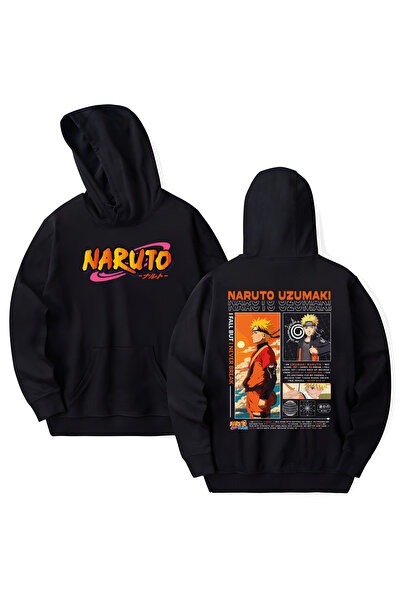 STİL-X Anime Naruto Uzumaki Printed Cotton Long Sleeve Hooded Sweatshirt with...