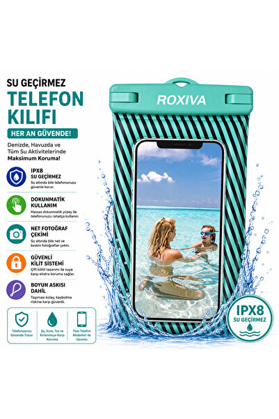 ROXİVA IPX8 Su Geçirmez Telefon Kılıfı Universal | Dokunmatik Uyumlu | Deniz,...