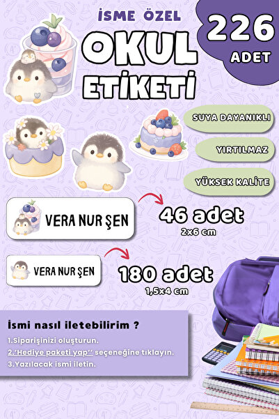 Hume Craft 226 Adet Kişiye Özel Okul Etiketi Kalem Defter Etiketi Özel Isim Y...