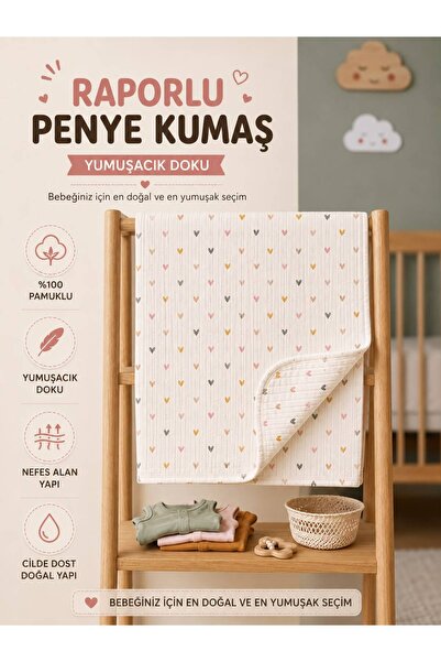 LİRONA %100 Pamuk Raporlu Penye Kalpli Bebek Battaniyesi – Yumuşak Dokulu, Ço...