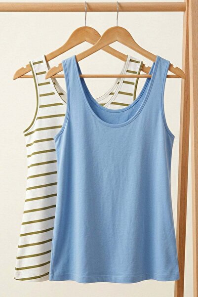 COTENCONCEPT 2 Pieces A-Line Comfortable Fit Basic Thick Strap Undershirt T-S...