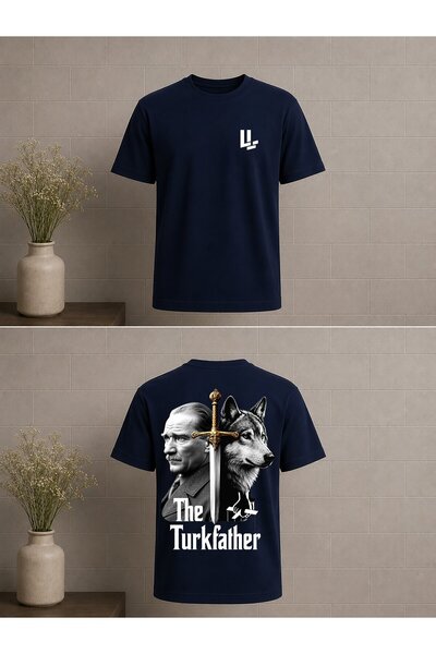 LivaLime Ataturk Sword and Wolf Design Printed Oversize Unisex T-Shirt