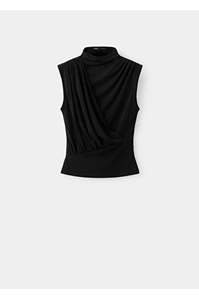 MANGO Woman Drapeli şifon bluz