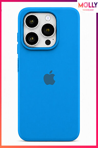 Molly iPhone 14 PRO İçin Gökyüzü Mavisi Lansman Soft İçi Kadife Mat Silikon K...