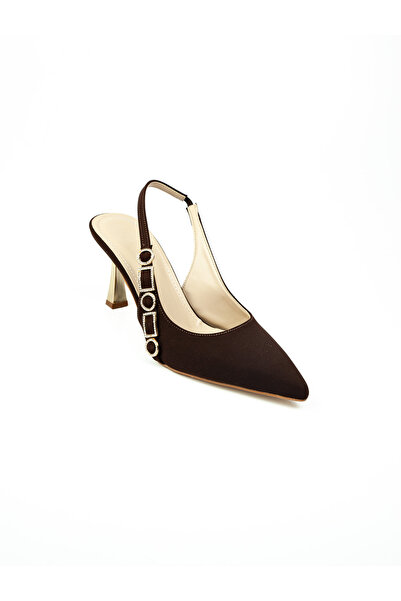 MİSS PARK MODA 4021 Brown Heeled Evening Dress Women's Shoes