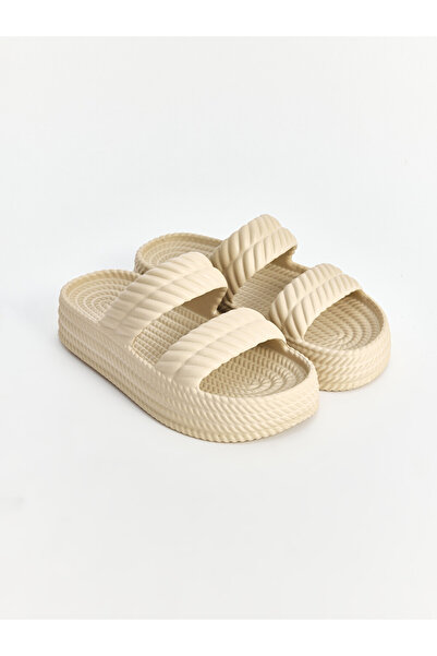 LC Waikiki Vizyon New Season Beige Double-Striped Men's Slippers